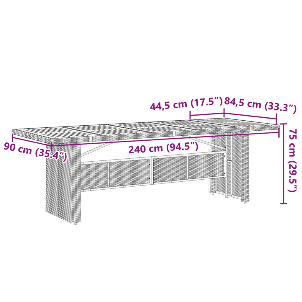 Set mobilier de exterior cu perne, 11 piese, negru, poliratan