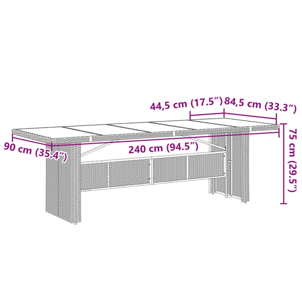 Set mobilier de grădină cu perne, 9 piese, negru, poliratan