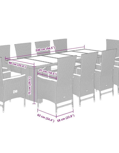 Încărcați imaginea în vizualizatorul Galerie, Set mobilier de exterior cu perne, 11 piese, negru, poliratan
