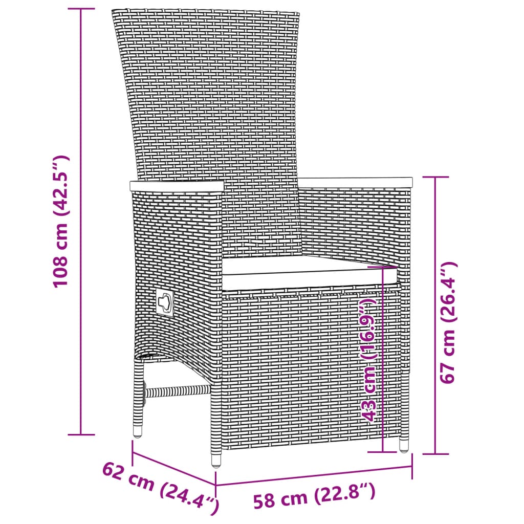 Set mobilier de exterior cu perne, 11 piese, negru, poliratan