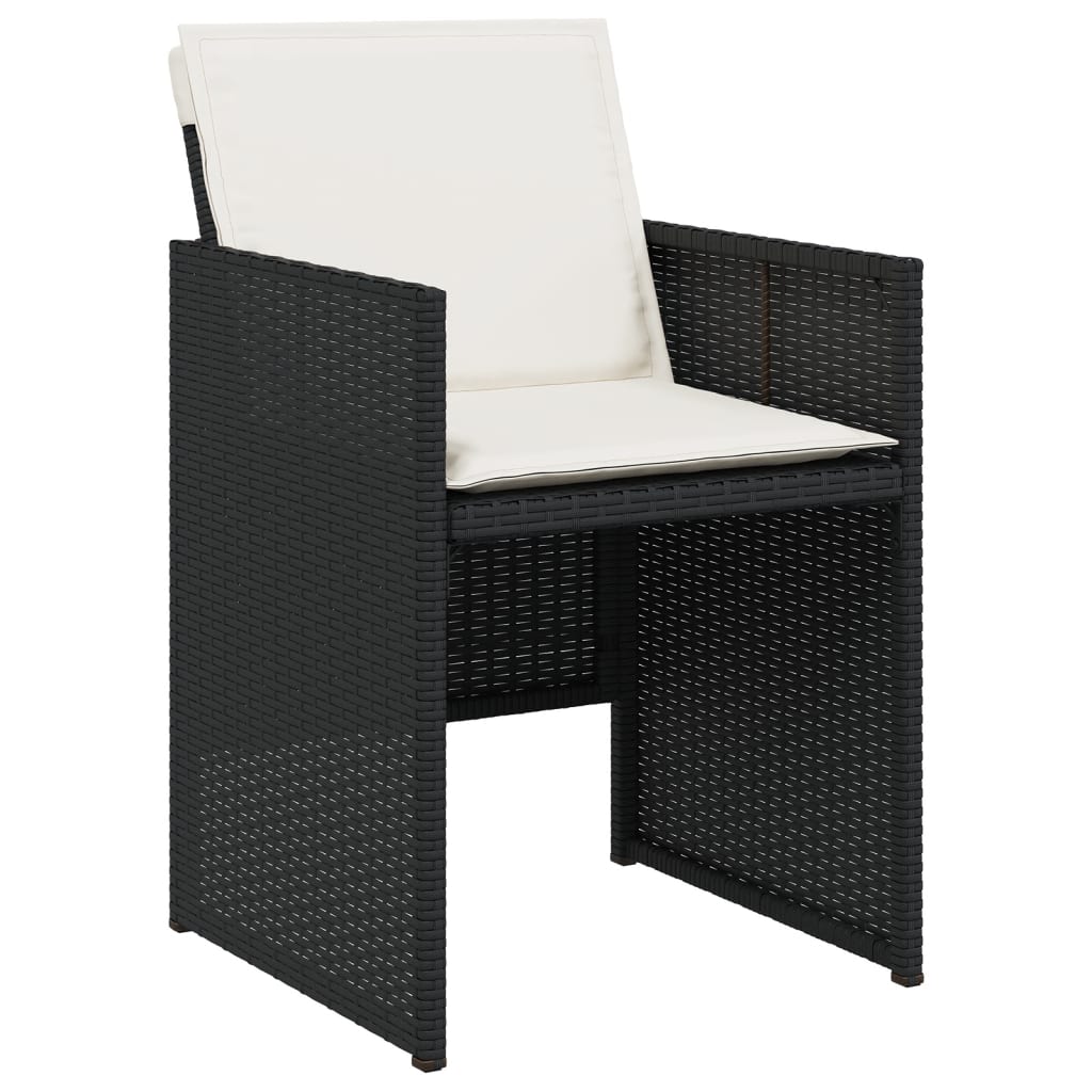 Set mobilier de grădină cu perne, 7 piese, negru, poliratan