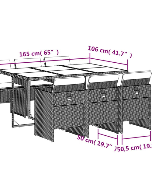 Încărcați imaginea în vizualizatorul Galerie, Set mobilier de grădină cu perne, 7 piese, negru, poliratan
