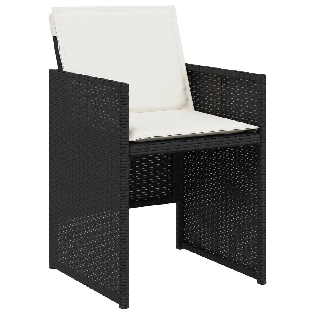 Set mobilier de grădină cu perne, 9 piese, negru, poliratan