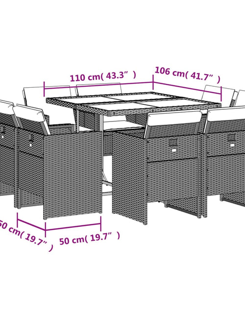 Загрузите изображение в средство просмотра галереи, Set mobilier de grădină cu perne, 9 piese, maro, poliratan
