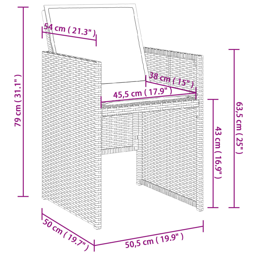 Set mobilier de grădină cu perne, 9 piese, maro, poliratan