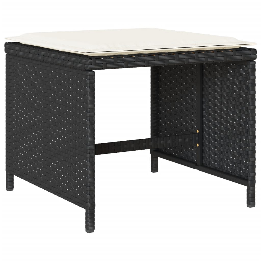 Set mobilier de grădină cu perne, 13 piese, negru, poliratan