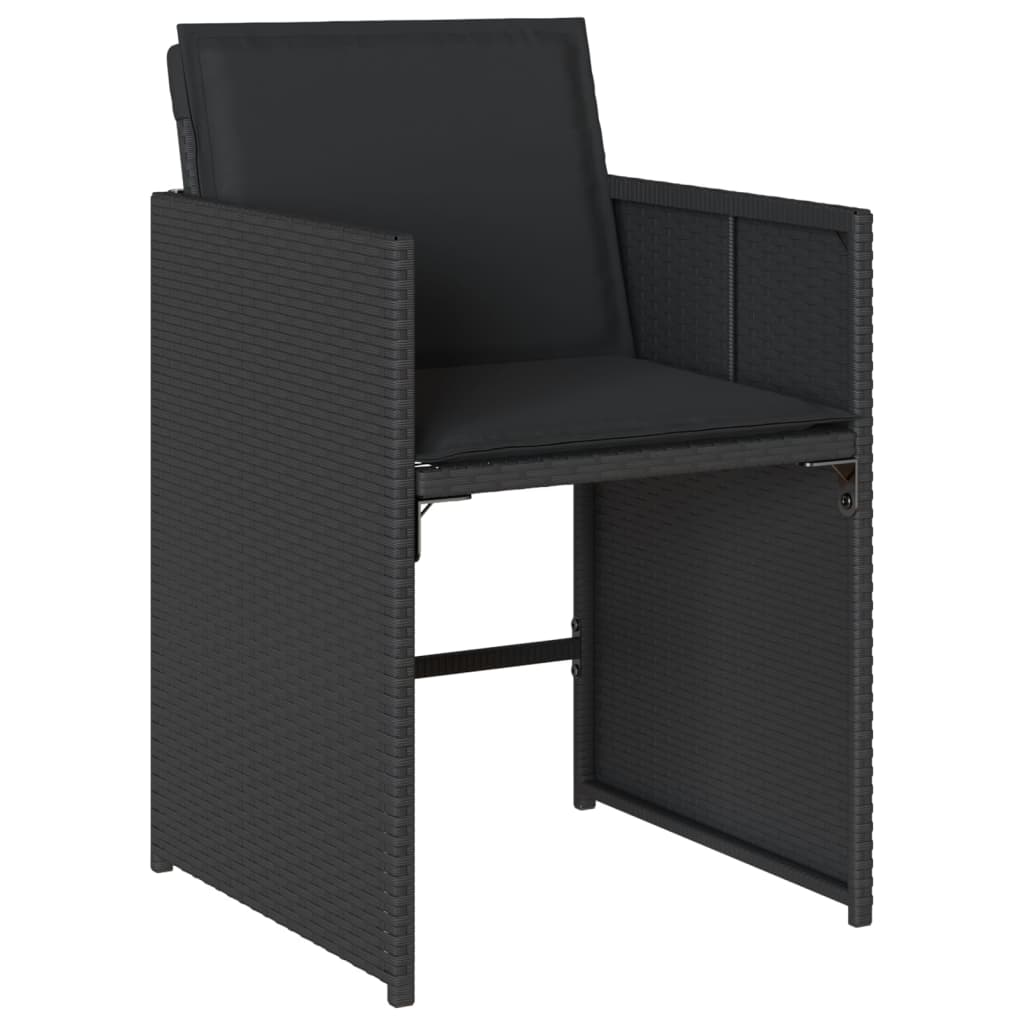 Set mobilier de grădină cu perne, 15 piese, negru, poliratan