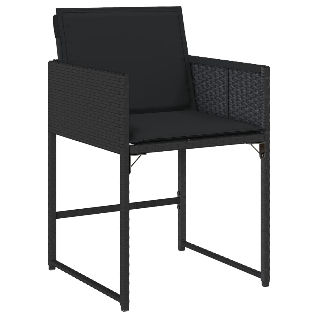 Set mobilier de grădină cu perne, 9 piese, negru, poliratan