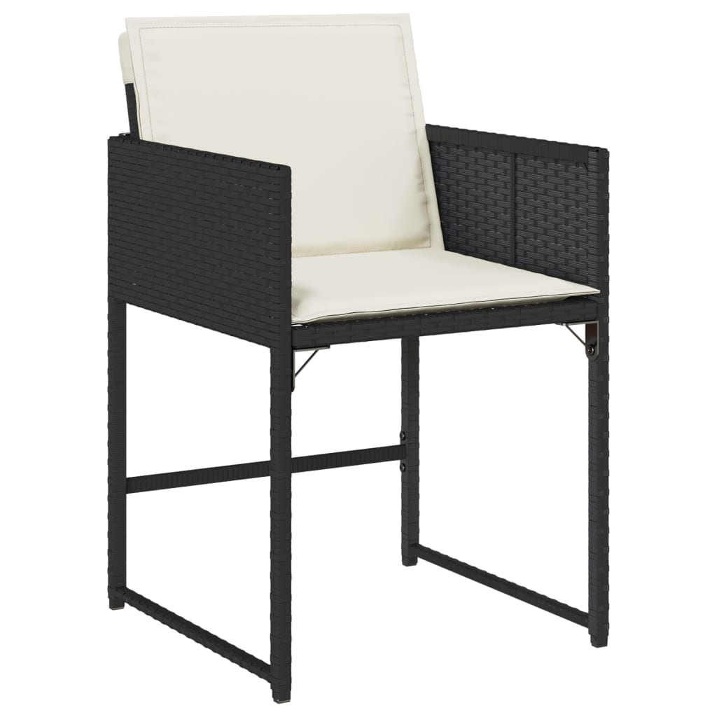 Set mobilier de grădină cu perne, 13 piese, negru, poliratan