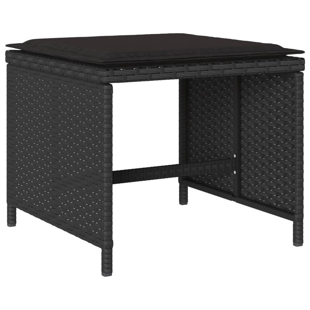 Set mobilier de grădină cu perne, 13 piese, negru, poliratan