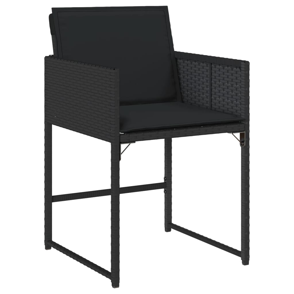 Set mobilier de grădină cu perne, 13 piese, negru, poliratan