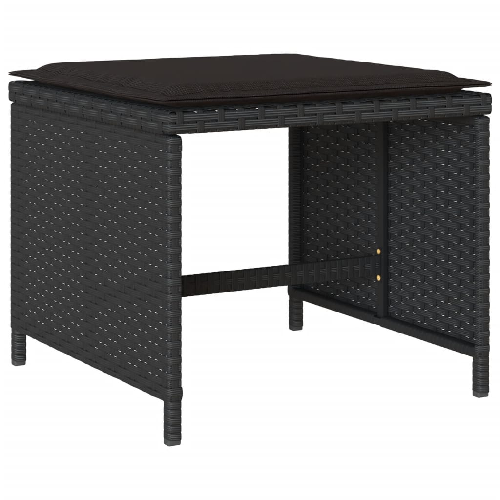 Set mobilier de grădină cu perne, 15 piese, negru, poliratan