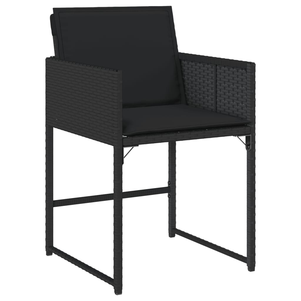 Set mobilier de grădină cu perne, 15 piese, negru, poliratan