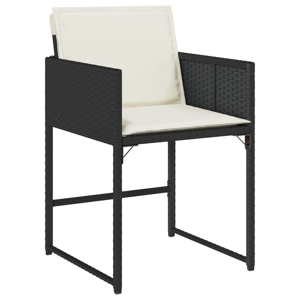 Set mobilier de grădină cu perne, 17 piese, negru, poliratan