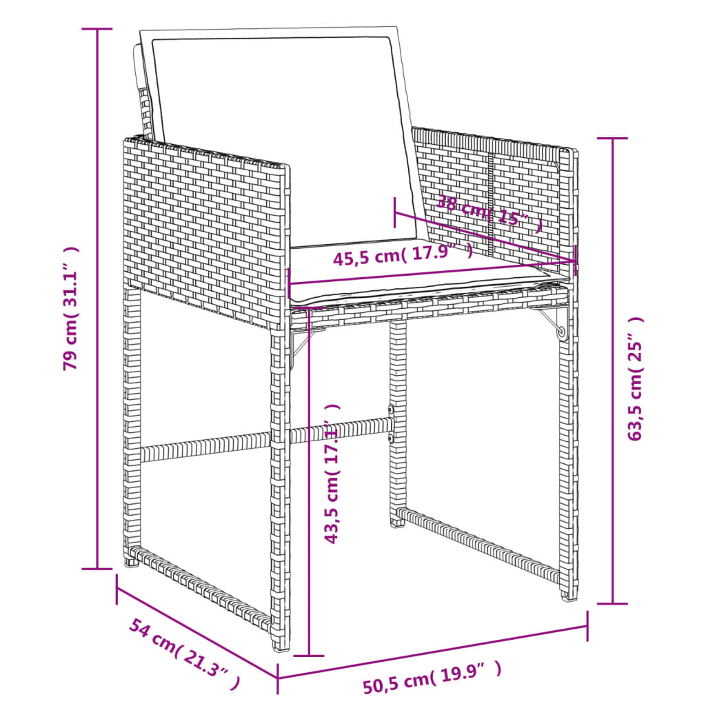 Set mobilier grădină cu perne, 9 piese, gri deschis, poliratan