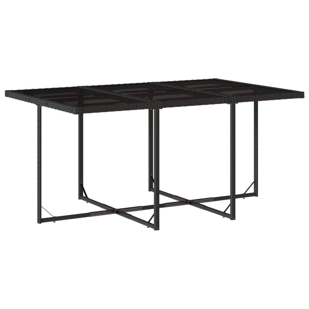 Set mobilier de exterior cu perne, 11 piese, negru, poliratan