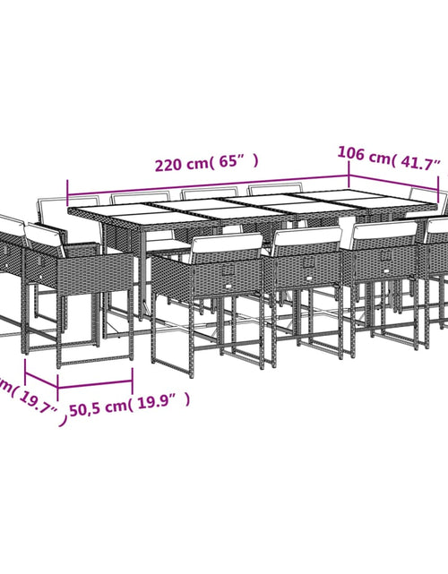 Загрузите изображение в средство просмотра галереи, Set mobilier de grădină cu perne, 13 piese, negru, poliratan
