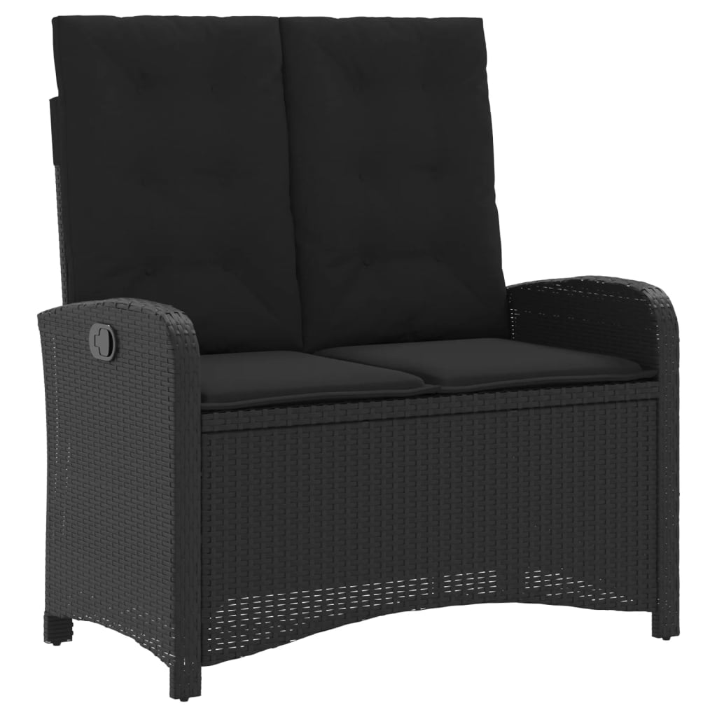 Set mobilier de grădină cu perne, 4 piese, negru, poliratan