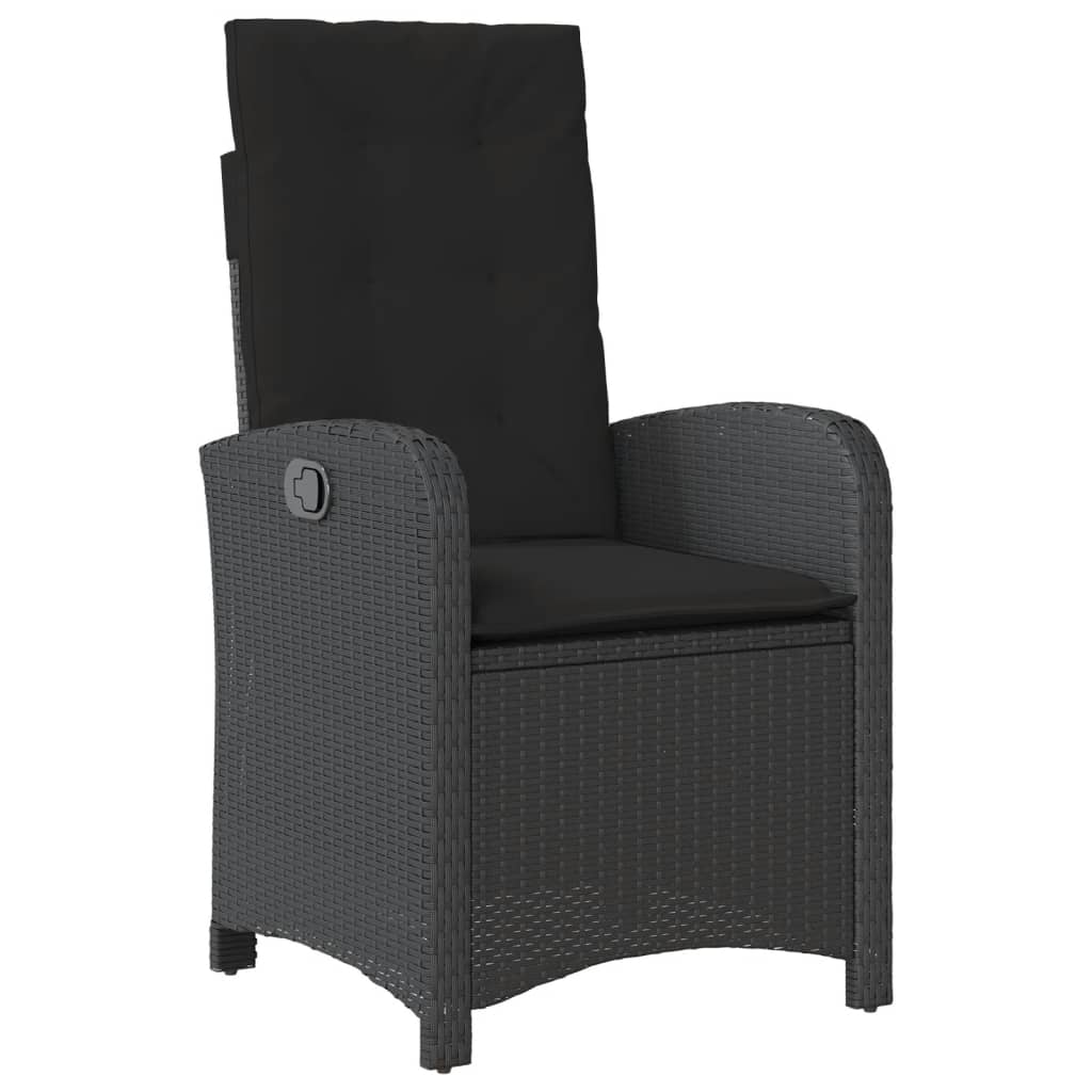 Set mobilier de grădină cu perne, 4 piese, negru, poliratan