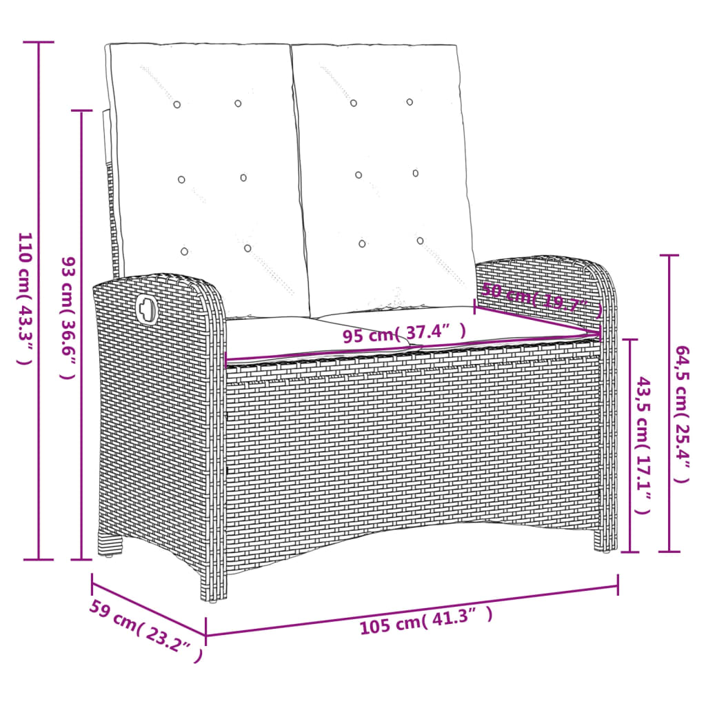 Set mobilier de grădină cu perne, 4 piese, negru, poliratan