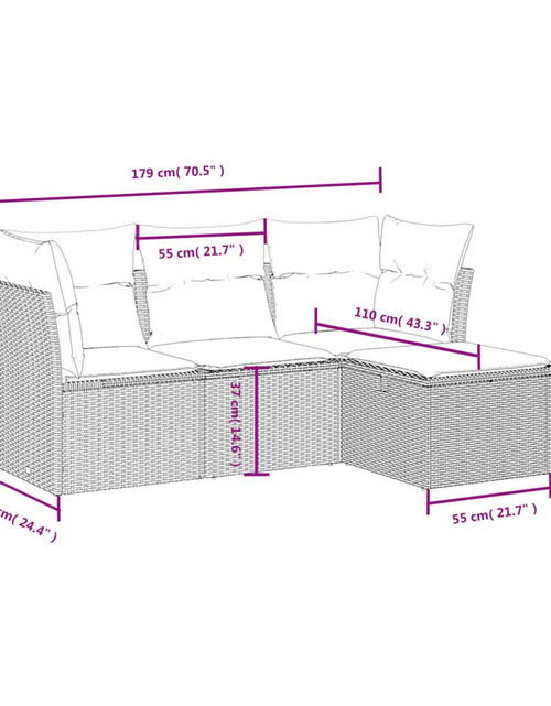 Încărcați imaginea în vizualizatorul Galerie, Set canapele de grădină, 4 piese, cu perne, bej, poliratan
