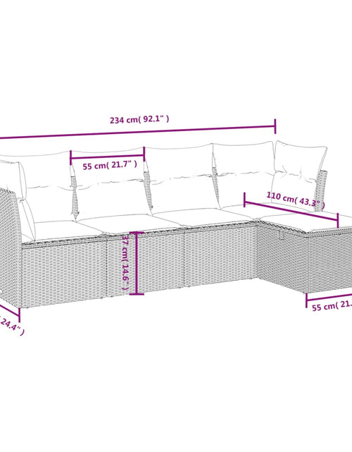 Загрузите изображение в средство просмотра галереи, Set canapele de grădină cu perne, 5 piese, bej, poliratan
