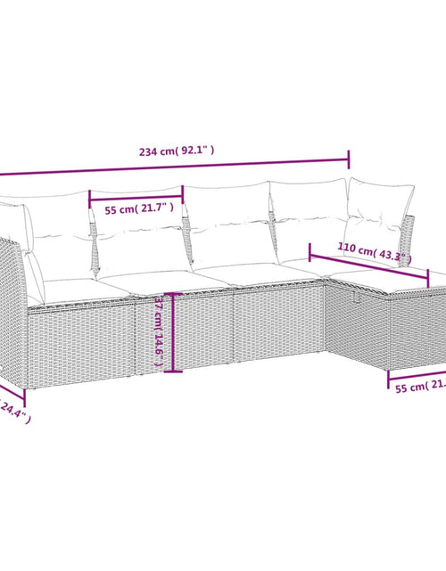Загрузите изображение в средство просмотра галереи, Set canapele de grădină, 5 piese, cu perne, bej, poliratan
