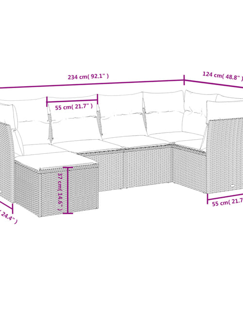 Загрузите изображение в средство просмотра галереи, Set mobilier de grădină cu perne, 6 piese, negru, poliratan
