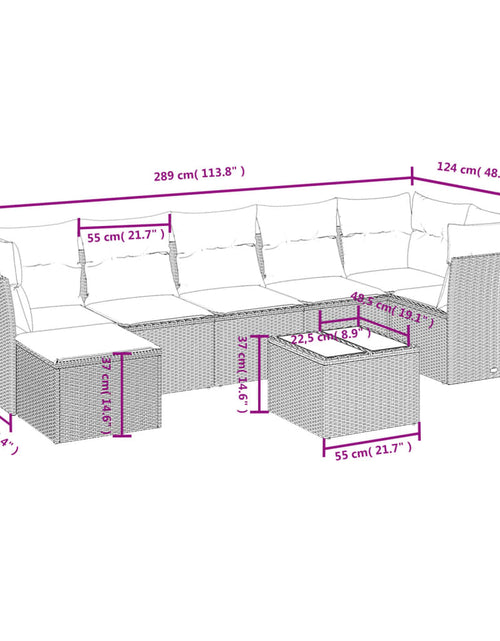 Загрузите изображение в средство просмотра галереи, Set canapele de grădină cu perne, 8 piese, maro, poliratan
