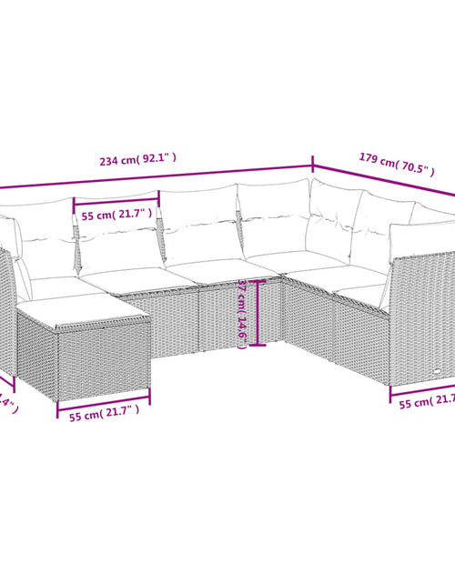 Загрузите изображение в средство просмотра галереи, Set canapele de grădină, 7 piese, cu perne, bej, poliratan
