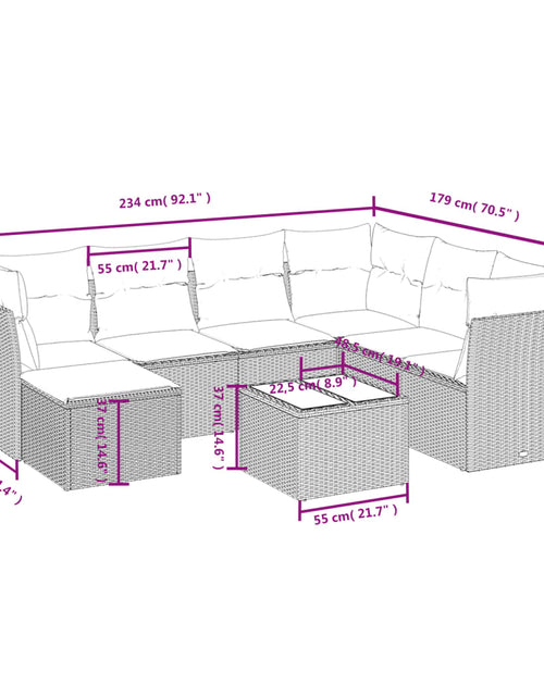 Загрузите изображение в средство просмотра галереи, Set canapele de grădină cu perne, 8 piese, maro, poliratan
