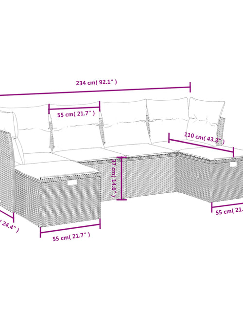 Загрузите изображение в средство просмотра галереи, Set canapele de grădină cu perne, 6 piese, bej, poliratan
