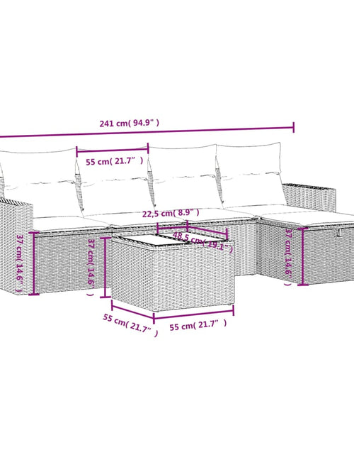 Загрузите изображение в средство просмотра галереи, Set mobilier de grădină cu perne, 6 piese, negru, poliratan
