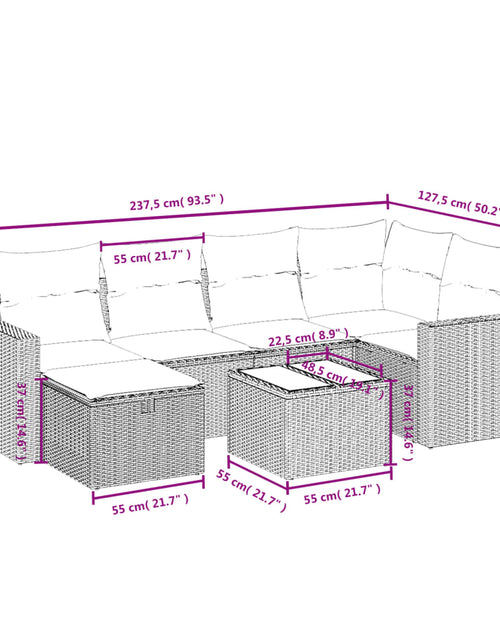 Загрузите изображение в средство просмотра галереи, Set canapele de grădină, 7 piese, cu perne, bej, poliratan
