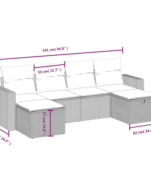 Încărcați imaginea în vizualizatorul Galerie, Set canapele de grădină, 6 piese, cu perne, bej, poliratan
