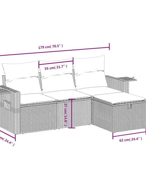 Загрузите изображение в средство просмотра галереи, Set canapele de grădină, 4 piese, cu perne, bej, poliratan
