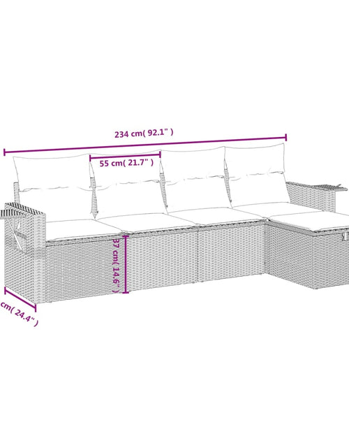 Încărcați imaginea în vizualizatorul Galerie, Set mobilier de grădină cu perne, 5 piese, negru, poliratan
