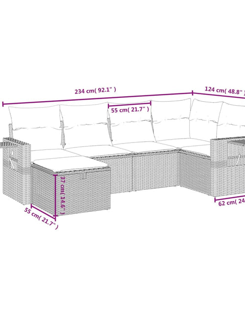 Загрузите изображение в средство просмотра галереи, Set canapele de grădină cu perne, 6 piese, bej, poliratan
