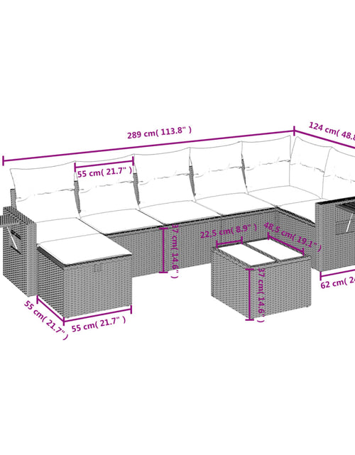 Загрузите изображение в средство просмотра галереи, Set canapele de grădină, 8 piese, cu perne, bej, poliratan
