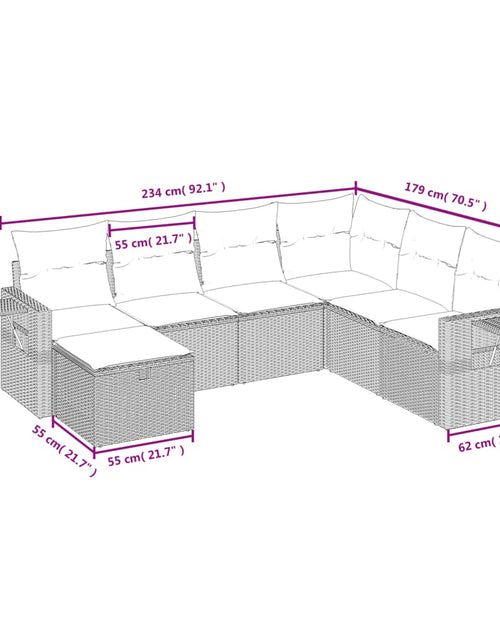 Загрузите изображение в средство просмотра галереи, Set canapele de grădină, 7 piese, cu perne, bej, poliratan
