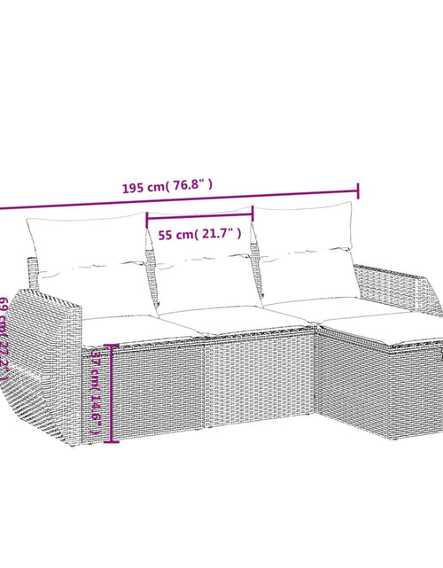 Încărcați imaginea în vizualizatorul Galerie, Set canapele de grădină, 4 piese, cu perne, mix bej, poliratan
