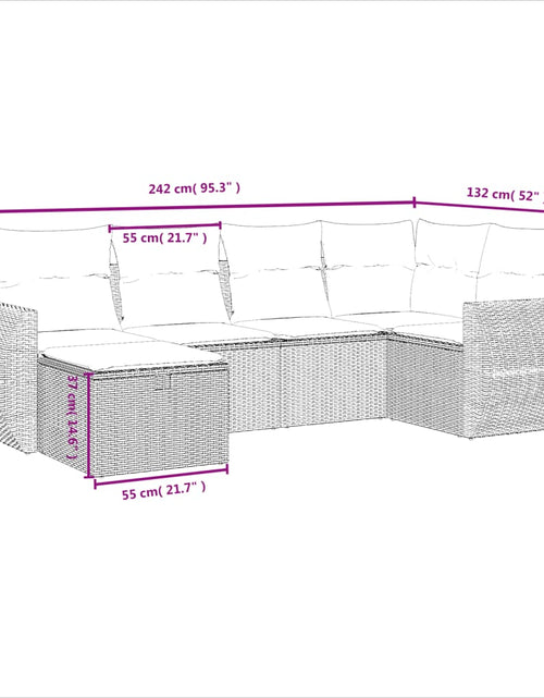 Încărcați imaginea în vizualizatorul Galerie, Set canapele de grădină cu perne, 6 piese, maro, poliratan
