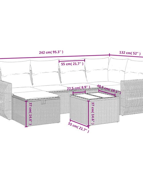 Încărcați imaginea în vizualizatorul Galerie, Set canapele de grădină, 7 piese, cu perne, bej, poliratan
