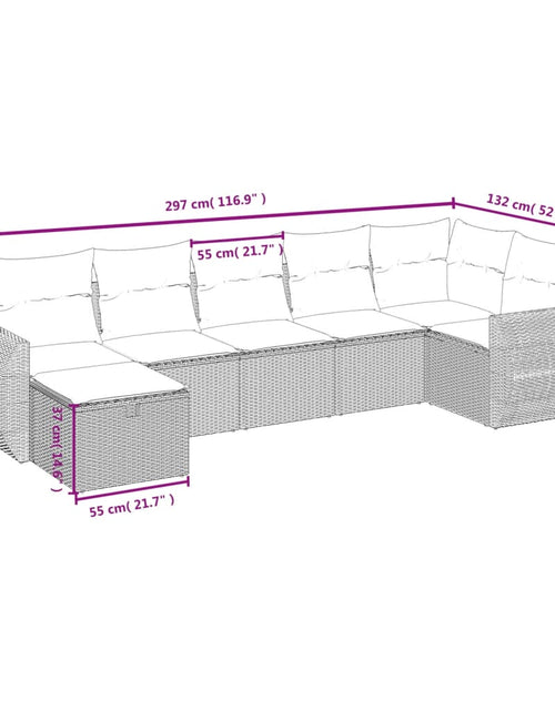 Загрузите изображение в средство просмотра галереи, Set canapele de grădină cu perne, 7 piese, maro, poliratan
