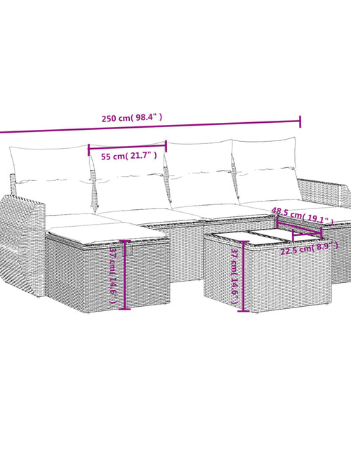 Загрузите изображение в средство просмотра галереи, Set canapele de grădină cu perne, 6 piese, maro, poliratan
