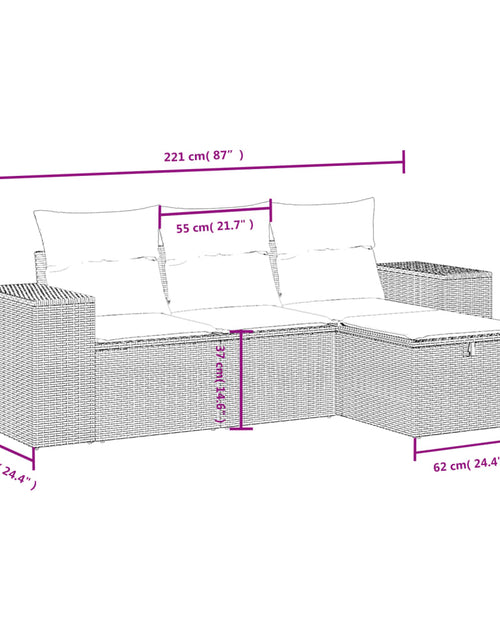 Загрузите изображение в средство просмотра галереи, Set canapele de grădină, 4 piese, cu perne, bej, poliratan
