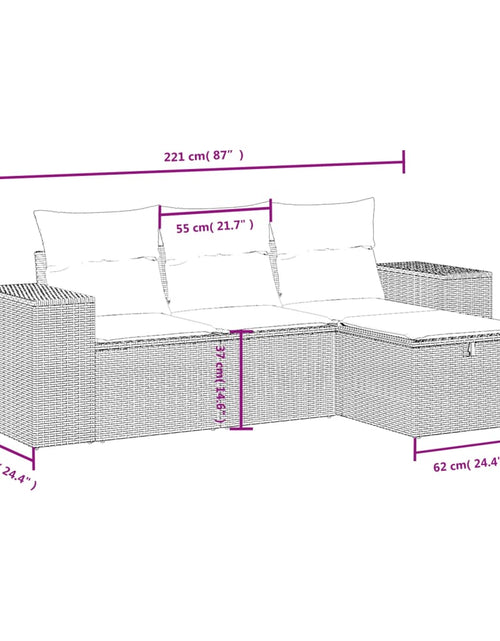 Încărcați imaginea în vizualizatorul Galerie, Set canapele de grădină, 4 piese, cu perne, mix bej, poliratan
