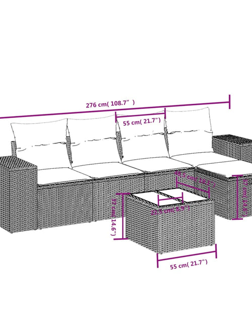 Загрузите изображение в средство просмотра галереи, Set canapele de grădină cu perne, 6 piese, maro, poliratan
