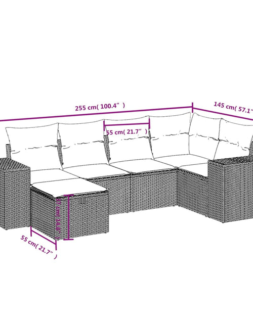 Загрузите изображение в средство просмотра галереи, Set canapele de grădină cu perne, 6 piese, maro, poliratan
