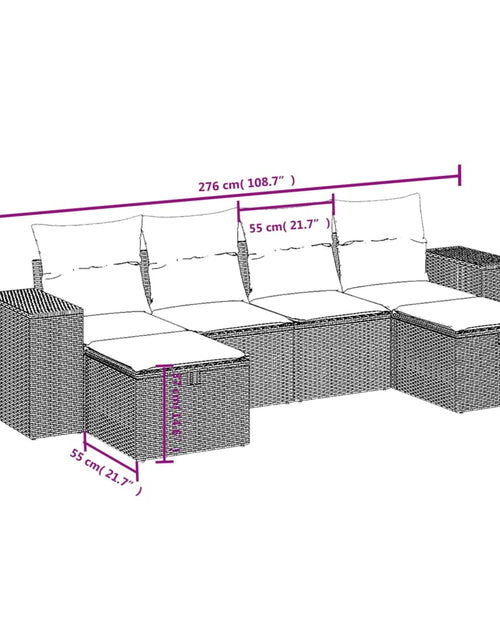 Încărcați imaginea în vizualizatorul Galerie, Set canapele de grădină cu perne, 6 piese, maro, poliratan
